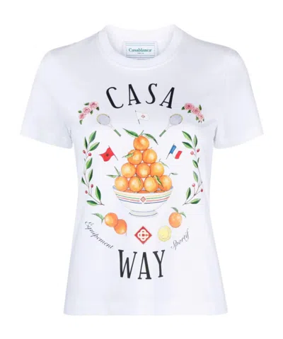 Casablanca Printed Pattern Short-sleeved T-shirt In White