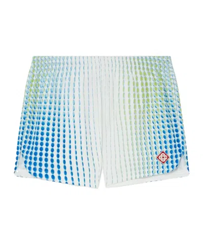 Casablanca Printed Poly Taffeta Shorts In Blue