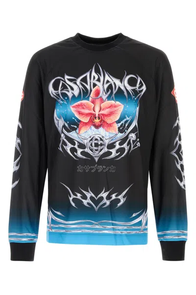 Casablanca Graphic Long Sleeve Crew Neck T-shirt In Multi