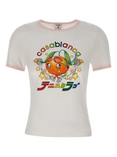 Casablanca Graphic Print Crew Neck T-shirt In Neutral