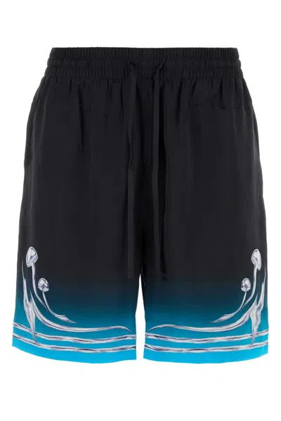 CASABLANCA PRINTED SATIN BERMUDA SHORTS
