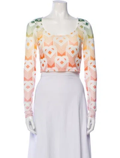 Pre-owned Casablanca Printed Scoop Neck Crop Top W/ Tags In Multi