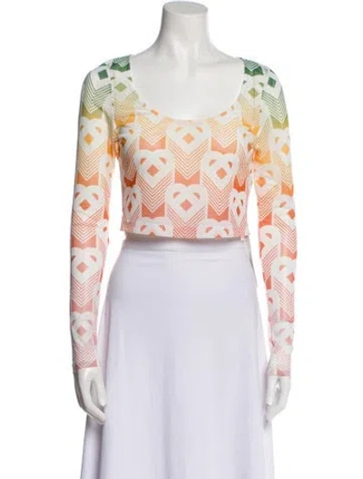Pre-owned Casablanca Printed Scoop Neck Crop Top W/ Tags In Multi