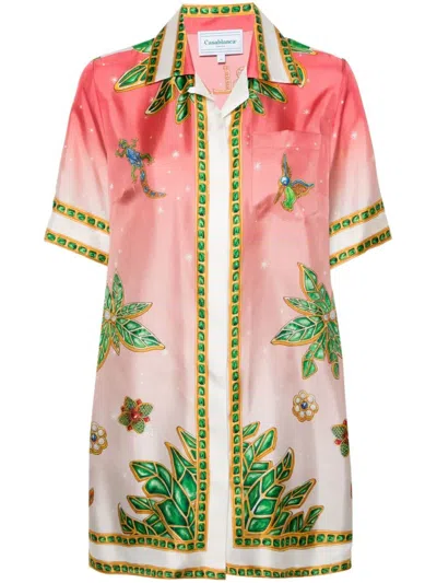 Casablanca Chemisier Dress With Lagos Tennis Club Print In Pink