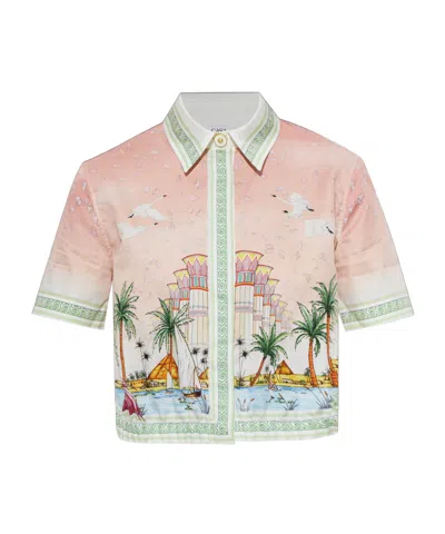 Casablanca Printed Cropped Shirt In Multi