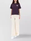 Casablanca Cropped Dragonfly Floral T-shirt With Logo Detail In Purple