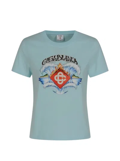 Casablanca Waves Short Sleeve T-shirt In Burgundy