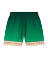 Casablanca Unity Is Power Print Silk Shorts In Green