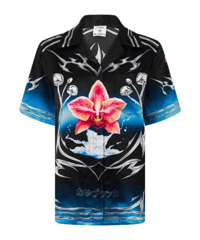 Casablanca Printed Short-sleeved Shirt In Black