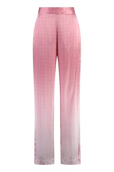 Casablanca Printed Silk Pants In Pink
