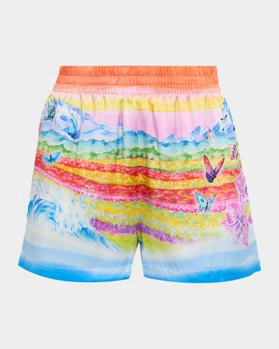 Casablanca Printed Silk Pull-on Shorts