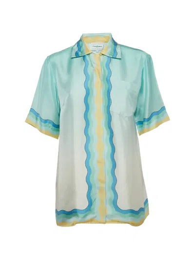 Pre-owned Casablanca Printed Silk Shirt In Blue
