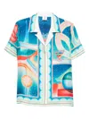 Casablanca Short Sleeve Printed Silk Shirt In Multi