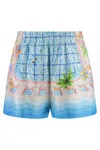 Casablanca Silk Shorts With Graphic Print And Side Pockets In Multi