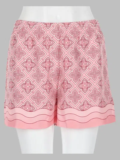 Casablanca Shorts In Seta Con Stampa Monogram In Pink