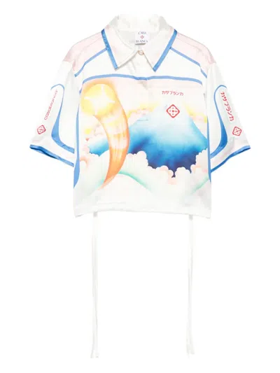 Casablanca Printed Silk Top In Multi