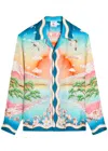 Casablanca Tennis Club Convertible-collar Printed Silk-twill Shirt In Multi