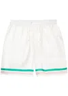 Casablanca Mens Casa Way Graphic-print Drawstring Silk Shorts In White
