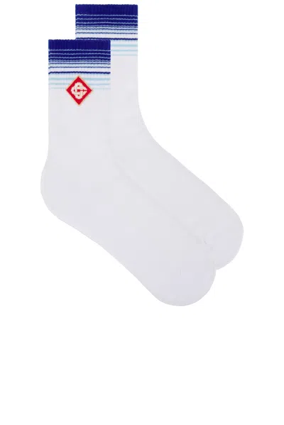 Casablanca Printed Sports Socks In Blue Border Gradient