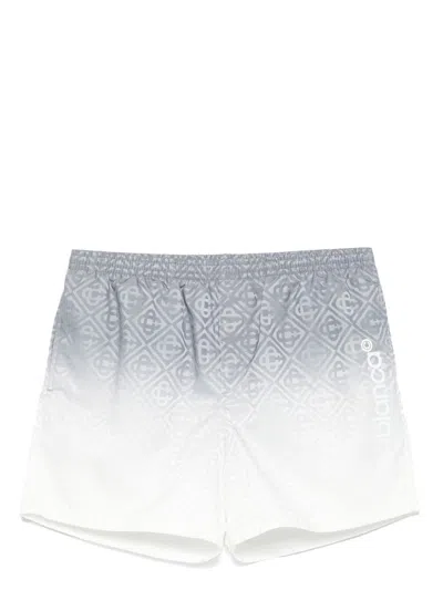 Casablanca Printed Swim Shorts In Grey Gradient