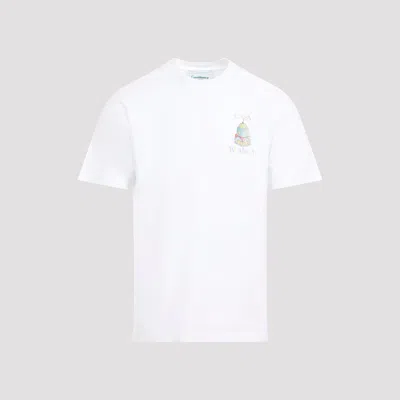 Casablanca Objets En Vrac White Crewneck T-shirt With Print In Cotton Man