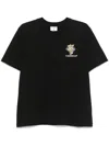 Casablanca Black Crewneck T-shirt With Logo Detail On The Front And Maxi Logo Print On The Rear In Black