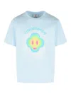 Casablanca Ribbed Crew Neck Short Sleeve T-shirt With Airbrush Artwork In Blue