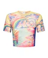 Casablanca Printed Mesh Cropped T-shirt In Multicolor