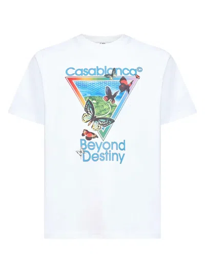 Casablanca T-shirt In Jersey Con Stampa Stampa Grafica Maniche Corte Girocollo In White