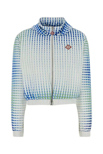 Casablanca Hooded Jacket Taffeta Graphic Pattern In White