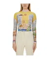 Casablanca Apartment Interior Stretch Mesh Mock Neck Top In Yellow