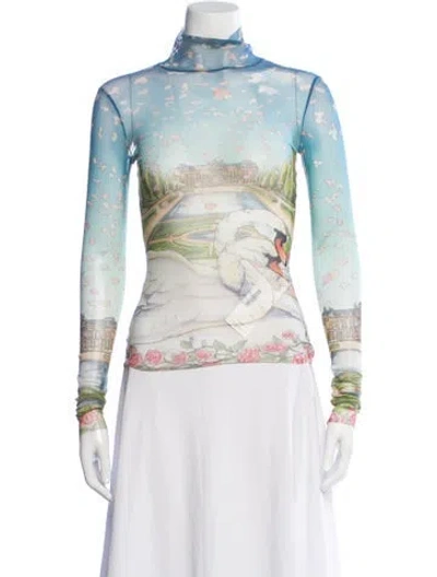 Pre-owned Casablanca Printed Turtleneck Top In Neutral