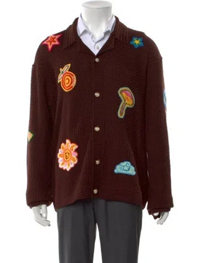 Pre-owned Casablanca Printed V-neck Cardigan W/ Tags In Brown