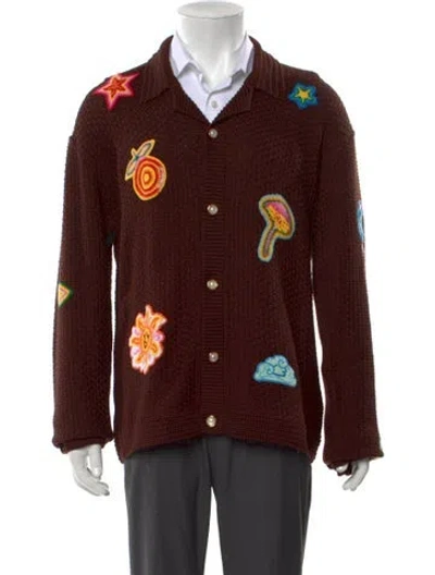 Pre-owned Casablanca Printed V-neck Cardigan W/ Tags In Brown