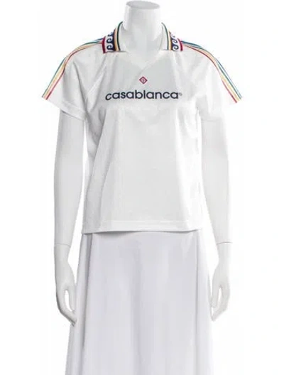 Pre-owned Casablanca Printed V-neck T-shirt W/ Tags In White