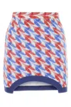 Casablanca Wool Blend Mini Skirt With Printed Houndstooth Pattern In Avonhoundstooth
