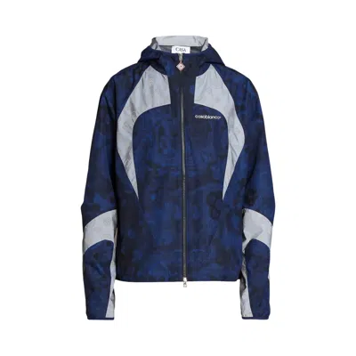Pre-owned Casablanca Printed Zip Up Hooded Jacket 'blue' | Men's Size M