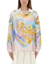 Casablanca Surf Print Long-sleeve Silk Blouse In Multicolour