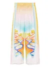Casablanca Printed Silk Wide-leg Drawstring Trousers In Yellow