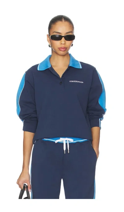 Casablanca Punto Polo Collared Sweatshirt In Blue