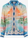 Casablanca Tennis Club Convertible-collar Printed Silk-twill Shirt