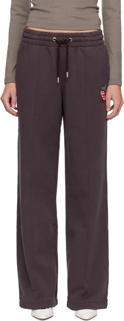 CASABLANCA PURPLE DRAGONFLY FLORAL OPEN HEM SWEATPANTS