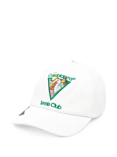 Casablanca Pyramid Abduction Tennis Club Cotton Baseball Cap In White