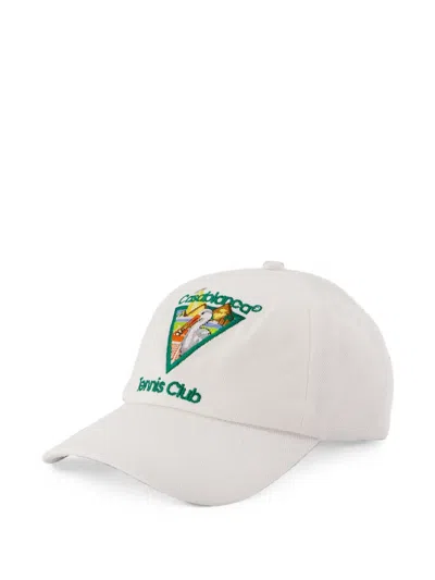 Casablanca Pyramid Abduction Tennis Club Cotton Baseball Cap In White