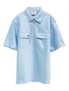 Casablanca Satin Quarter Zip Short Sleeve Shirt