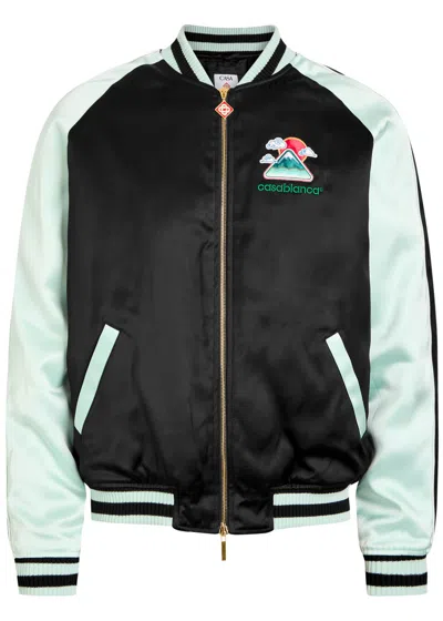 CASABLANCA CASABLANCA QUILTED COLOUR-BLOCK SATIN TRACK JACKET