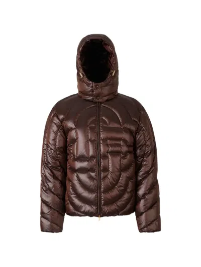 Casablanca Hooded Padded Jacket High Neck Quilting In Brown