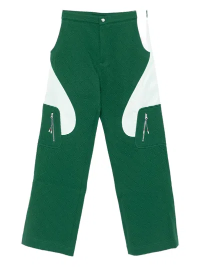 Casablanca Quilted Panelled Trousers In Green
