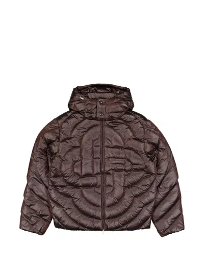 Casablanca Hooded Padded Jacket High Neck Quilting In Brown