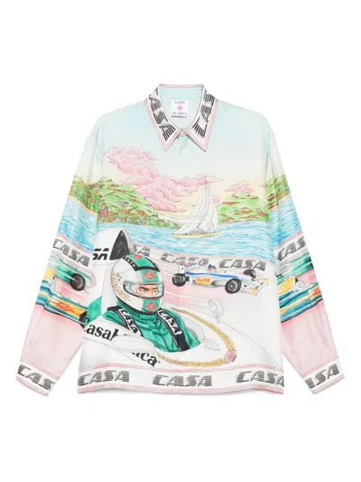 CASABLANCA RACING-PRINT SILK SHIRT